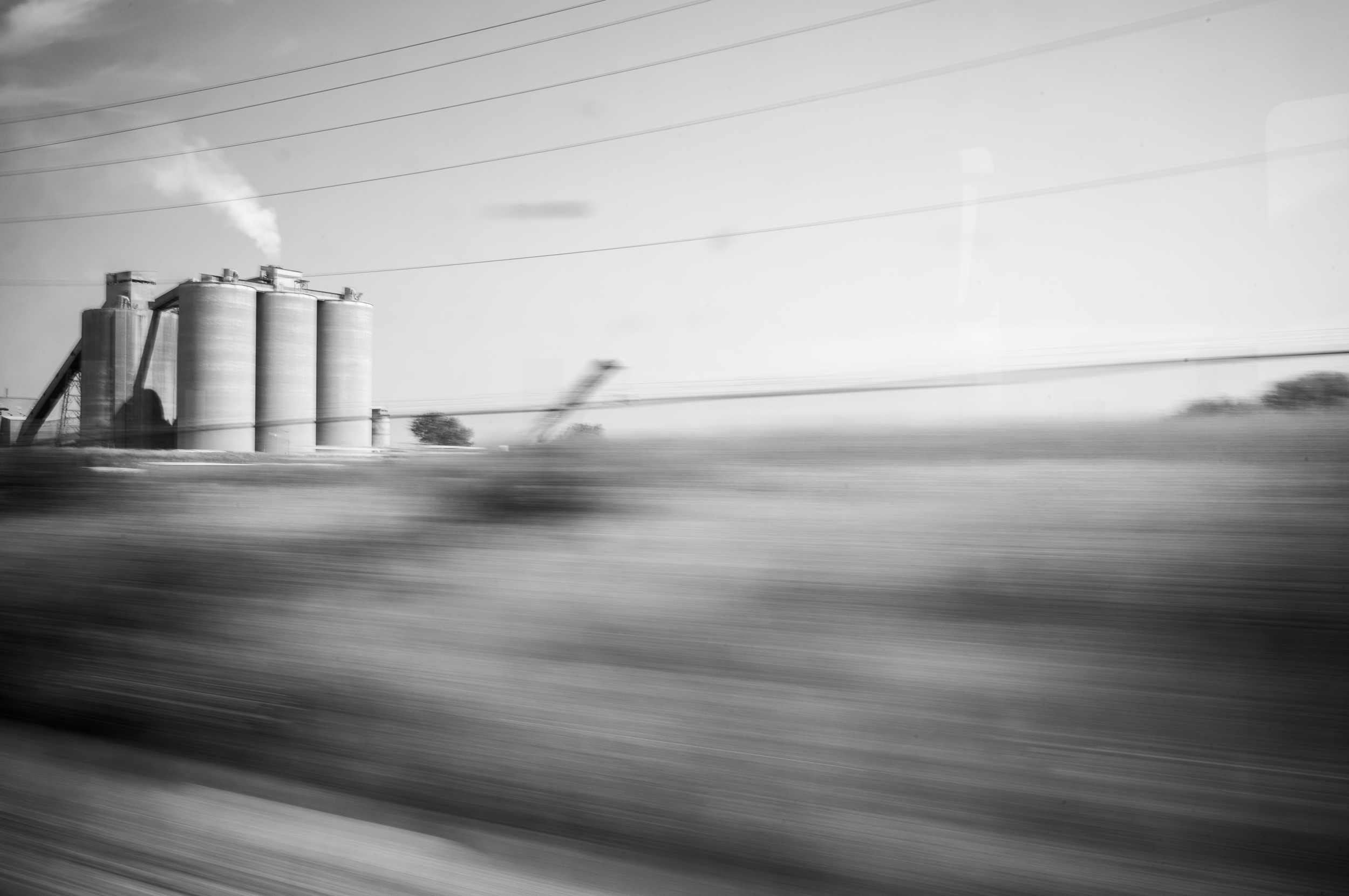 The scene outside moving backwards